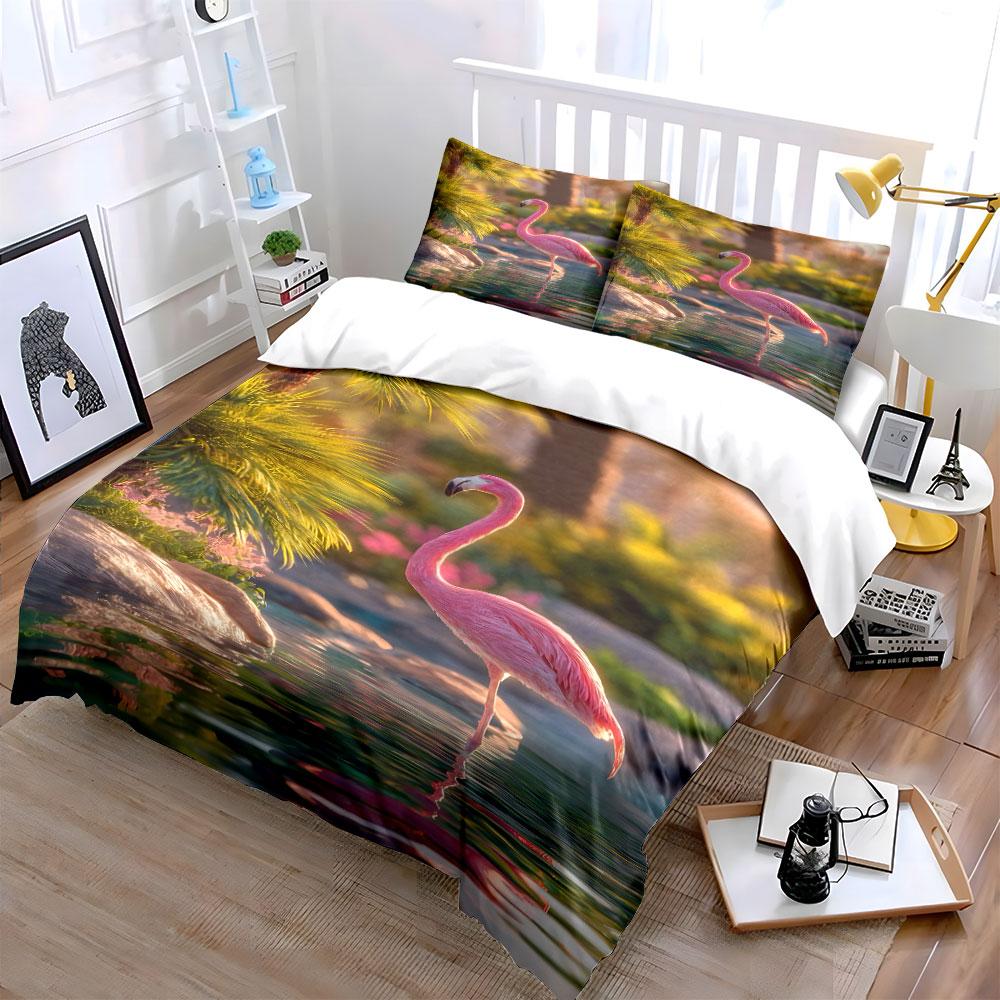 "Elegant flamingo paradise touch." Bedding sets Duvet covers Pillowcases(1* Duvet Cover 2* Pillowcases without duvet insert)
