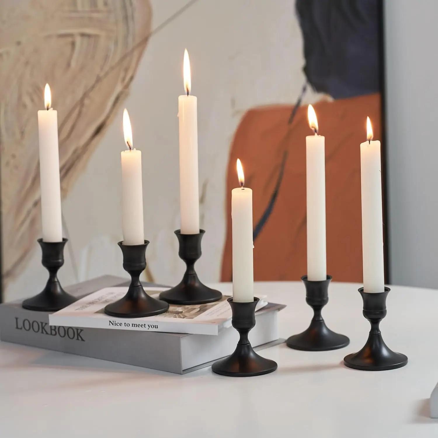 

6 шт. Набор золотых подсвечников, подсвечники, винтажные украшения для дома, декор комнаты, украшение стола и аксессуары для дома 6pcs чёрный