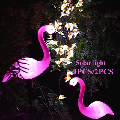 1/ 2Pcs Flamingo Lawn LED Solar Lights Pink Light for Garden Xmas Party Decor Lamp