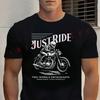 Black Just Ride Vintage Motorcycle Graphic Cotton T-Shirt New  Casual O-neck Short Sleeve Tees
