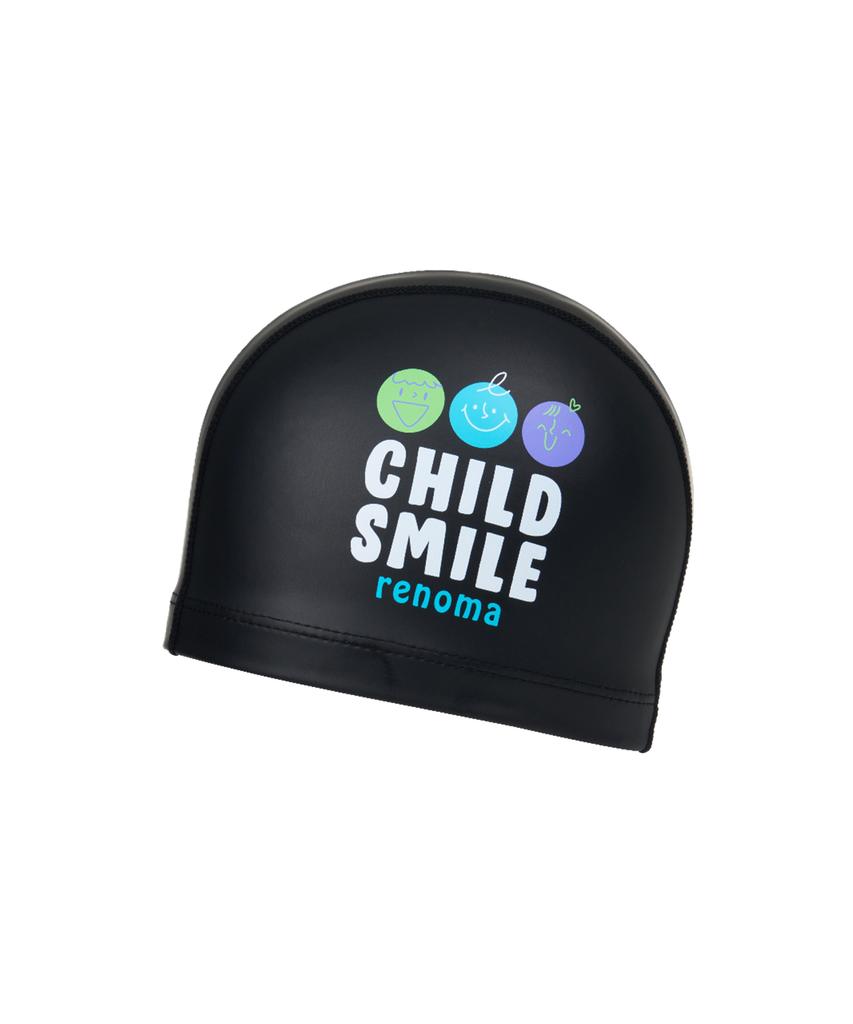 Lenomasuyeongbog Kids' Smile Face Pu Swim Cap Black Ro-Rc2E055-Bk