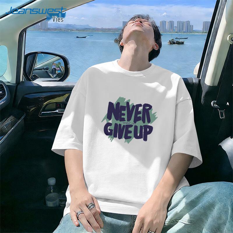 Jeanswest Men s 2026 Summer American Style Cotton Loose Fit T-Shirt 4XL