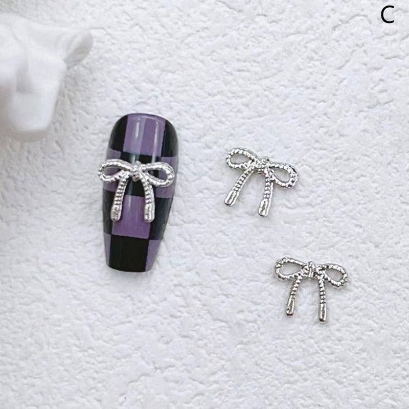 10Pcs/Bag Butterfly Shaped Nail  Nail Charm Silver Alloy Nail Pearl Jewelry Accessories Nail Supplies