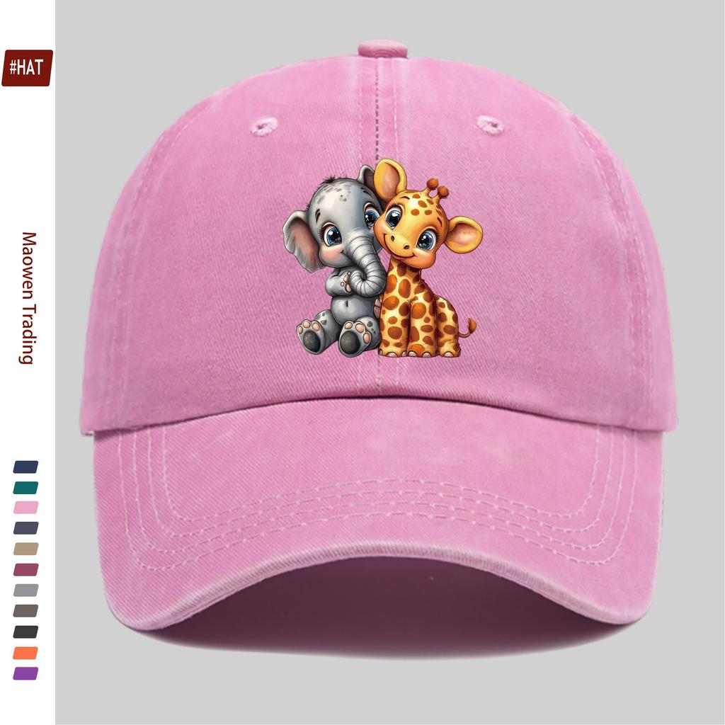 Pc Pcs Giraffe Elephant Print Trucker Cap Adjustable Snapback Suitable for Men Women Lightweight Vintage Washed Basebal
