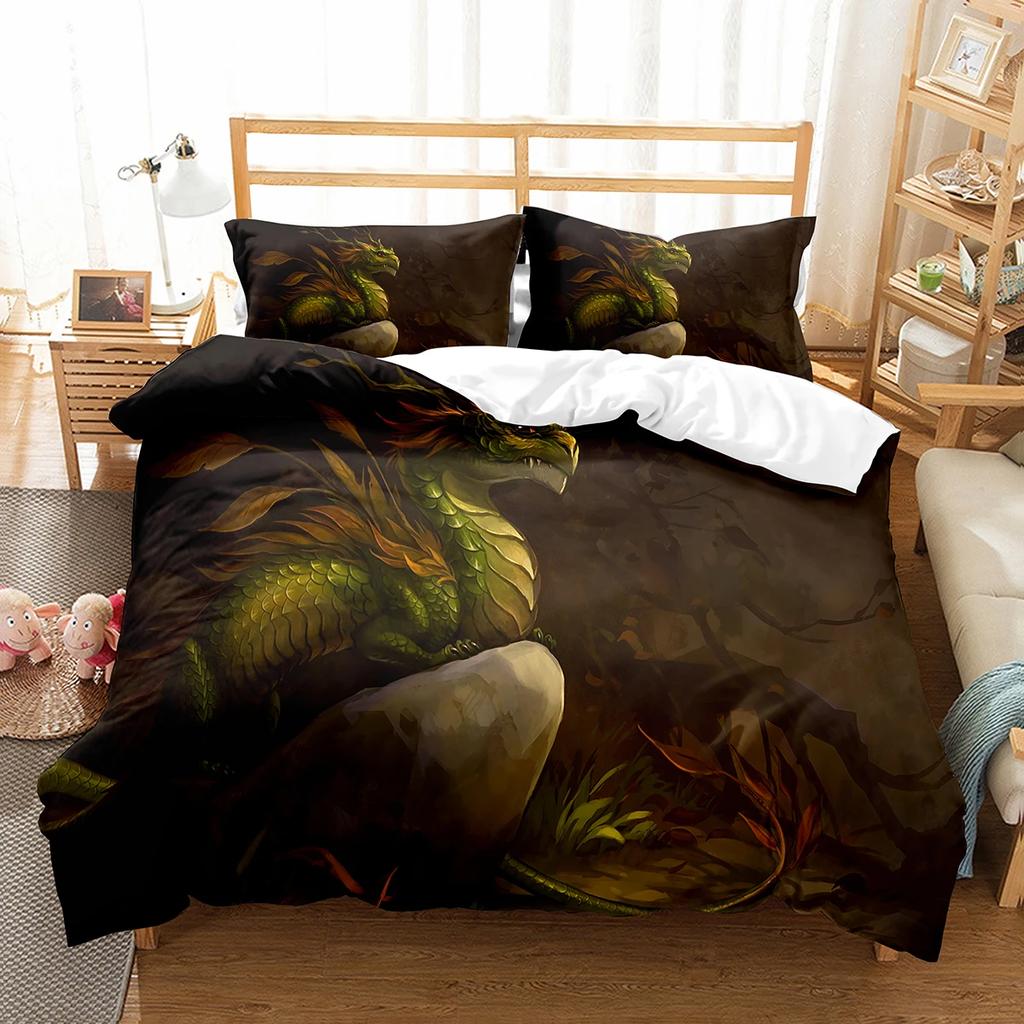 Comforter Cartoon Dragon Fly Dragon Wild Animal Comforter For Kids Boys Men Bedding Set Lightweight Soft