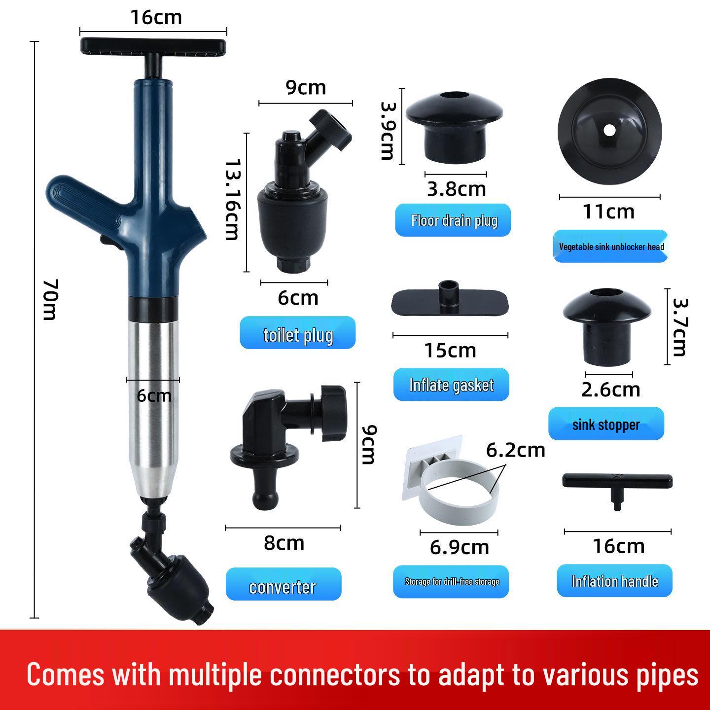 Air Pressure Pipe Dredger for Toilets & Drains