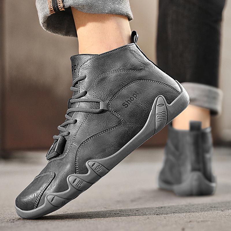 Herrenschuhe Herbst und Winter High-Top Outdoor Bergsteigen Wasserdicht und Rutschfest Lederschuhe Arbeitsschutz Werkzeugstiefel Trendschuh