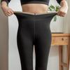 Plus Size Black Velvet Lined Slimming Elastic Leggings for Autumn/Winter