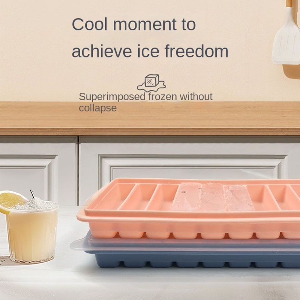10 Grids Silicone long Strip Ice Trays With Lid Ice Box Maker Ice Cube Mold  Kitchen Gadgets