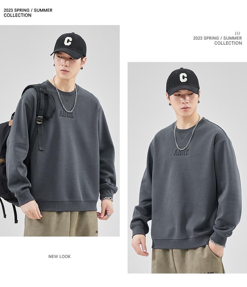 Trendy Men's Casual Loose Round Neck Hoodie with Letter Print for Spring and Autumn