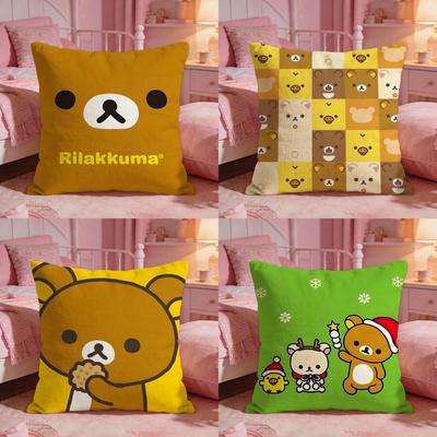 RRirakkumas Cute Bear Cushion Cover Premium Comfort Reversible Pillow Cove Two In One Design For Any Room  Car Interior