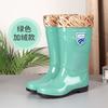 High tube rain shoes water shoes women's long tube rain boots warm beef tendon thick sole catch the sea water boots car wash kitchen work rubber shoes