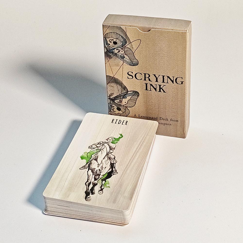 Scrying Ink Lenormand Deck 36 Pcs Watercolor Themed Lenormand Cards Printed on 350GSM Double-embossed Cardstock 9*6cm
