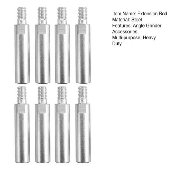 4/5/6/8Pcs Angle Grinder Extension Rod M10 Thread Polishing Machine Adapter Lever Heavy Duty Steel 100 Type Angle Polisher Extension Shaft