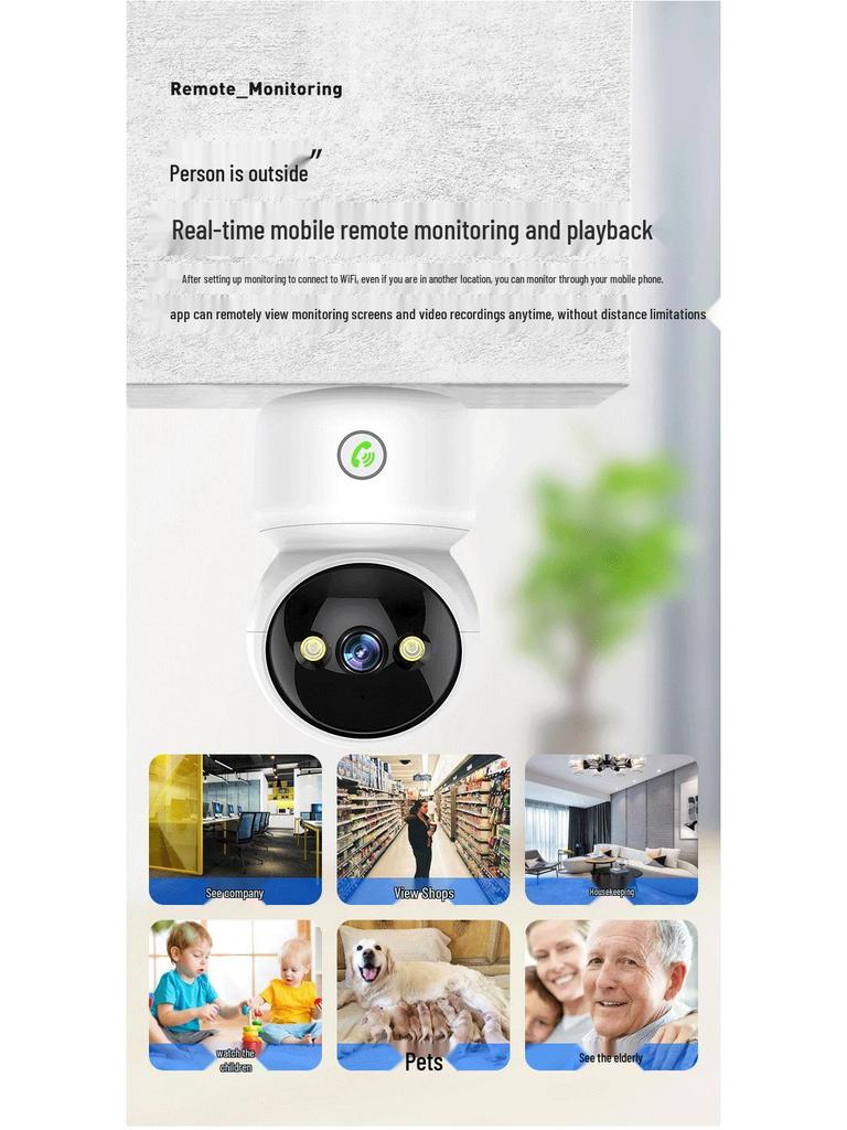 Tuya Smart Home Panoramic WiFi Camera with HD Monitoring & Real-Time Audio