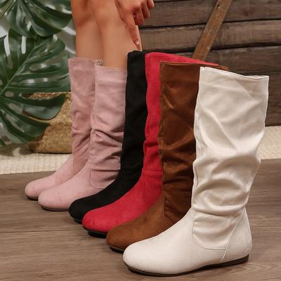 Anti-slip Shoes, Large Size Boots, Women's New Style Pleated Boots, Flat Bottom Boots