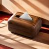 1pcs Vintage Solid Wood Tissue Box with Lid Handcrafted Wooden Tissue Holder Home Desk Decoration Storage Organizer