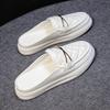 Women's Mules Shoes White Sandals Comfortable Fashion Designer Slipper Flat Leather Summer New 2024 Luxury Slippers for Women