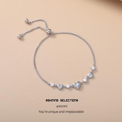 Elegantes Zirkon-Herz-Kordelzug-Armband - Luxuriöser, hochwertiger Schmuck für Frauen