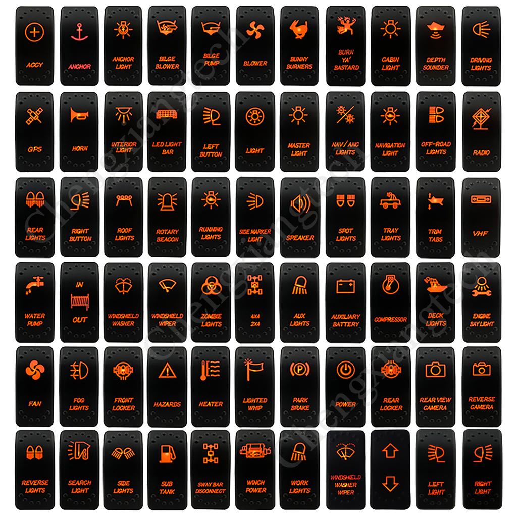 12V 24V Laser Rocker Switch Orange Led Light ON OFF / ON OFF ON for Car Boat Polaris RZR Can-Am ATV UTV RV Maverick Commander