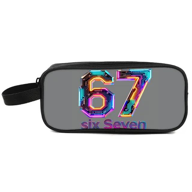 Colorful Number 67 Double Layered Fabric Pencil Case Handheld Design for Boys/Girls-Best Gift 3D Cartoon School Use Children