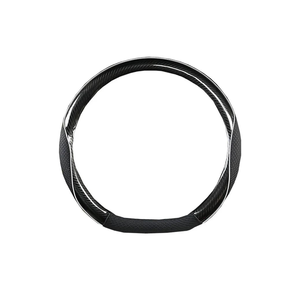 1Pc Car Carbon Fibre Leather Car Steering Wheel Cover Universal Auto Steering Wheel Cover Accessories Fit 37-38cm Steerig Wheel