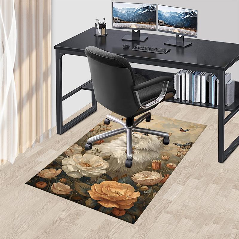 1pc cat, flowers Carpet Office Rug Outdoor Mat Home Decor Area Carpet Festival Gift