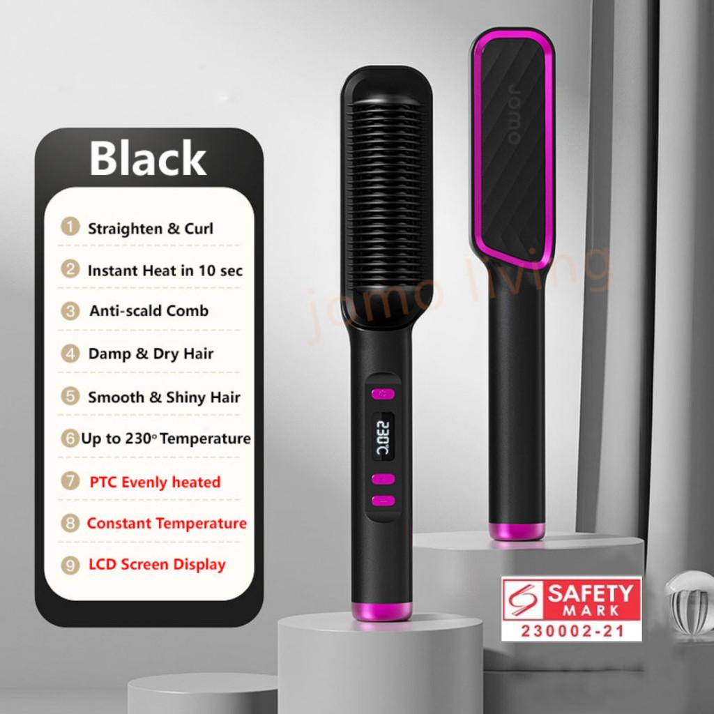 

New Wireless Negative Ion Straightening Hair Comb Portable Hair Straightener Comb Household Curler Black + LCD