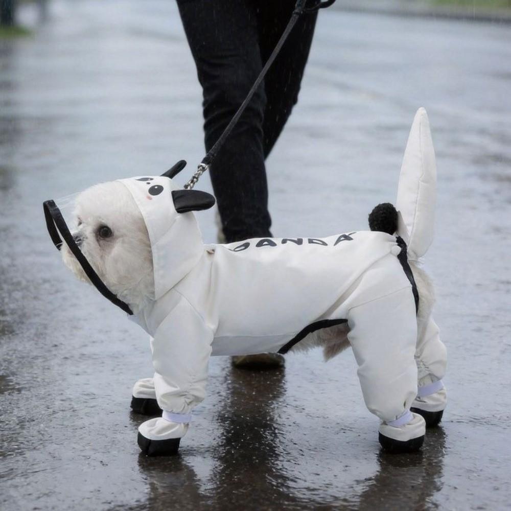 Full-coverage Frog Shape Dog Raincoat Transparent Hood Cat Rainproof Pet Clothes for Small Dog