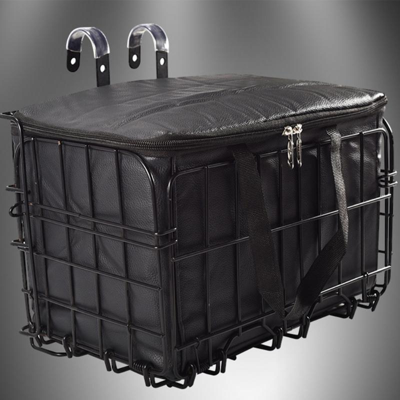 Metal Front Handlebar Bicycles Basket Mountain Bike Folding Hanging Basket with Removable Liner Bag Bike Accessories