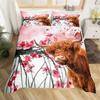 Highland Cow Duvet Cover King Queen Western Farm Animal Comforter Cover Microfiber Bull Cattle Floral Bedding Set For Kids Teen