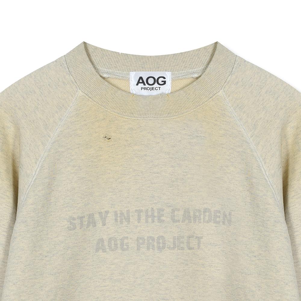 AOG PROJECT Damaged Washed Lettering Sweatshirt (Ivory)