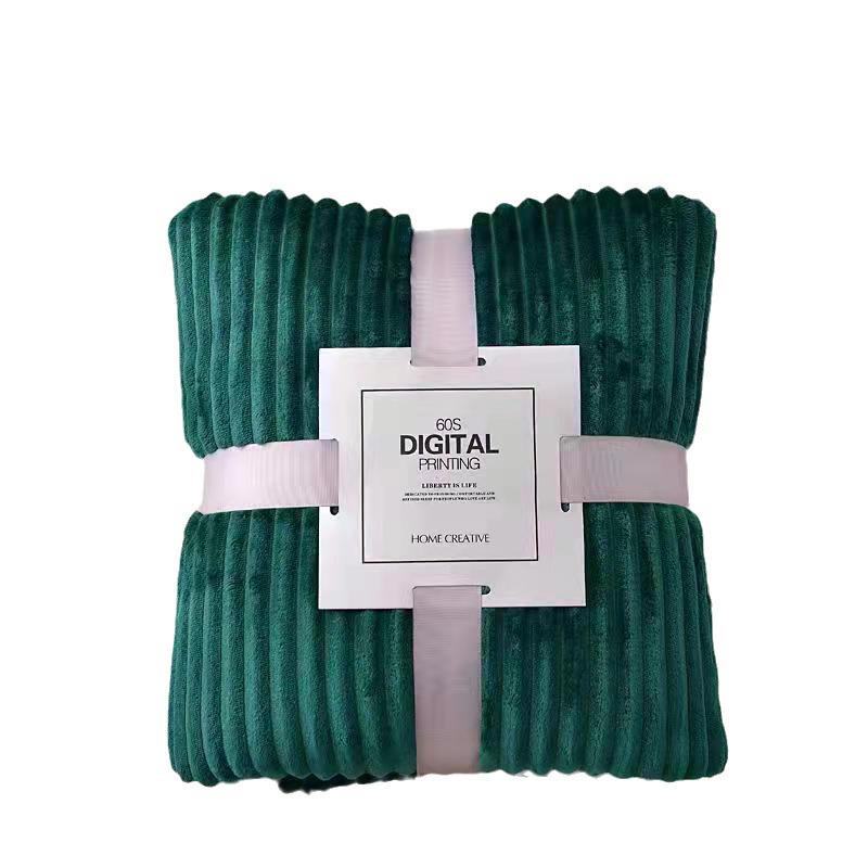 Striped Coral Velvet Flannel Blanket - Office Nap & Summer Air Conditioning Skin-Friendly Gift.