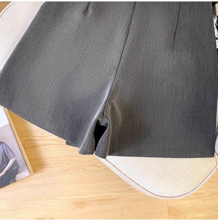 Gray Buttoned A-Line Skirt with Slit - Women's Spring/Summer Chinese Style Hip-Wrapped Skirt