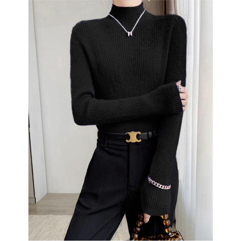 Women's Winter 2024 Seamless Slim High Neck Sweater