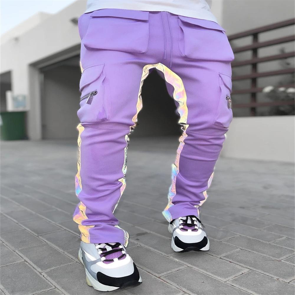 Mens Casual Jogger Cargo Pants Man Fashion Harem Pant Loose Trouser Streetwear Male Trend Pantalon Homme Reflective