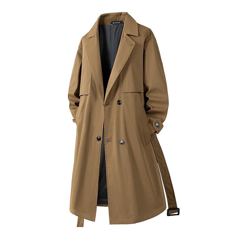 Gabardina para Hombre de un Solo Botón de Longitud Media con Cinturón Estilo Inglés Ligera Vintage Casual Ropa de Abrigo