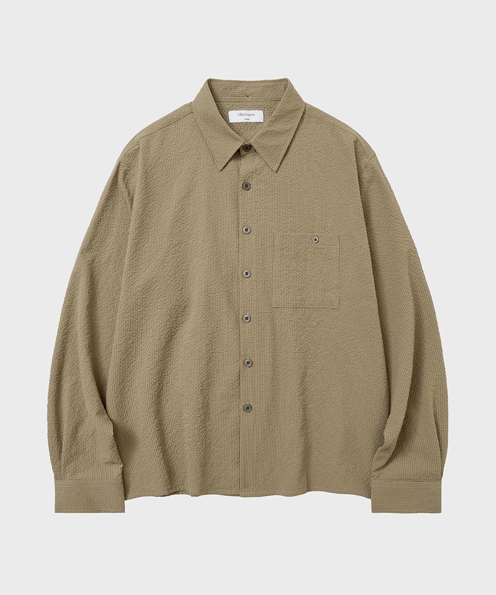 Whoops Air Grid Check Crop Shirt [Sand Beige] Xl