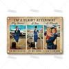 Artisian Flying Metal Sign Pilot Tin Poster Flight Attendant Decorative Plate Wall Decor Garage Bar Pub Club Hotel Cafe Kitchen