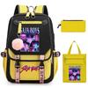 Sac à dos décontracté pour étudiant imprimé K-Pop Anime Dessin animé Sac fourre-tout tendance Trousse à crayons Ensemble