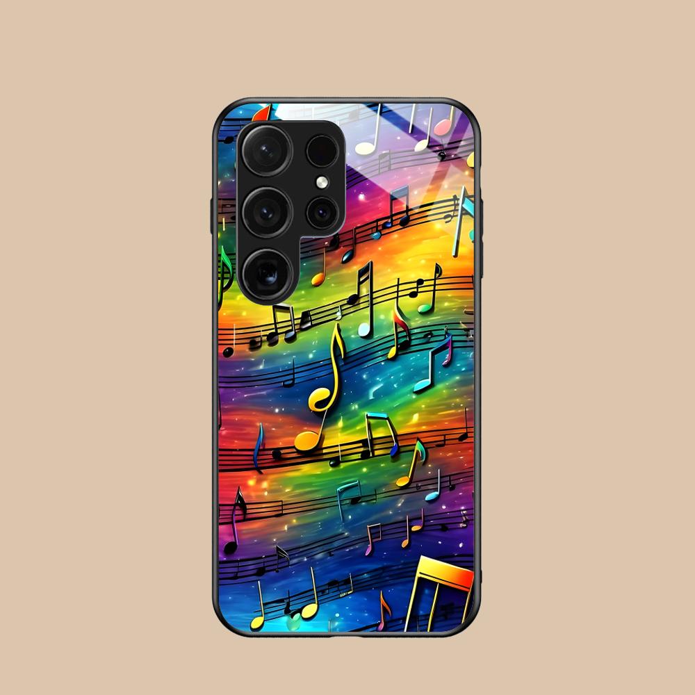 Musical Note Staff Mobile Phone Case for Samsung Galaxy S26 S25 S24 S23 S22 S21 S20 Note20 Plus FE Ultra Glass Colorful Cover