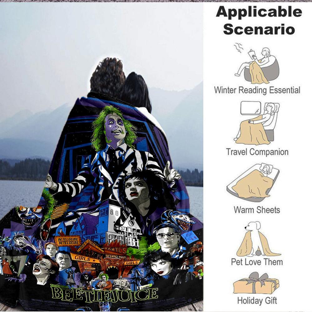 1 Stück Beetlejuice Decke Leichte Flanelldecke für Sofa, Bett, Reisen, Camping, Wohnzimmer, Büro, Couch, Stuhl und Bett