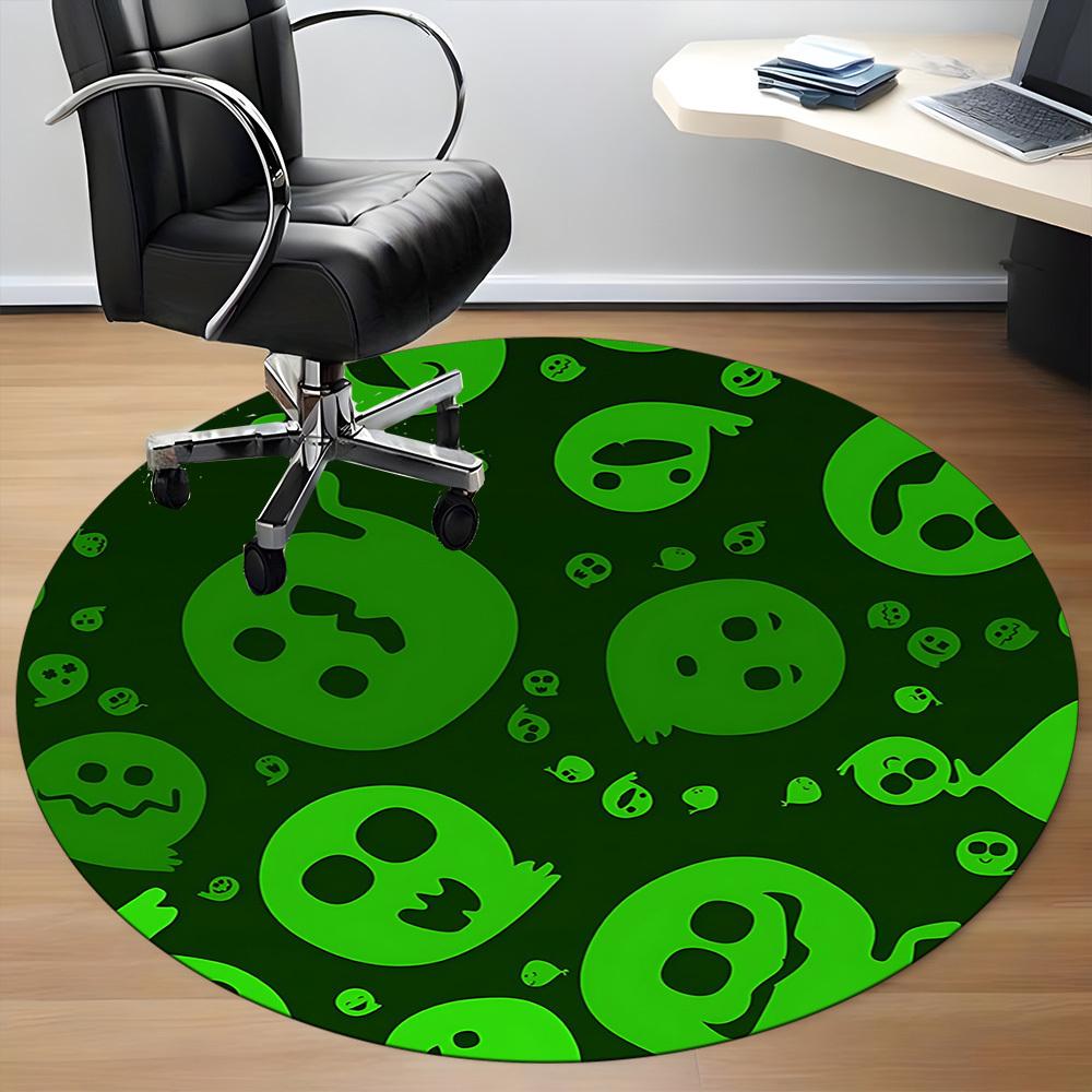 1pc Ghostly Fun Office Round Area Rug, Indoor Mat Suitable For Office, Under Office Chairs Bedroom Living Room Home Decor, Room Deco