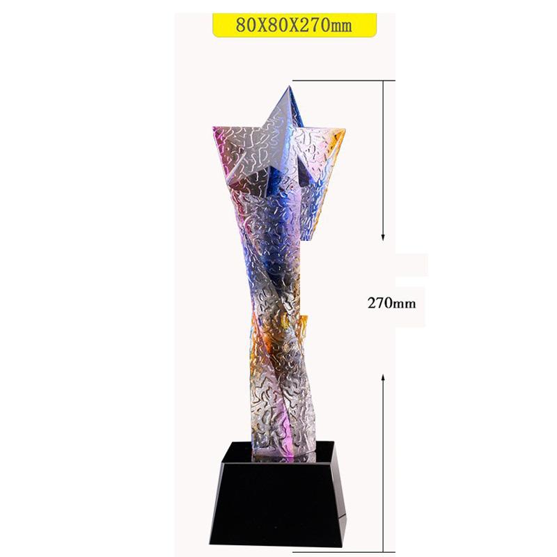 Kristalltrophäenherstellung, farbenfroh, hochwertig, farbiges Glas, kreativ, Auszeichnung für hervorragende Mitarbeiter, Gravur für die Heimdekoration, 1 Stück