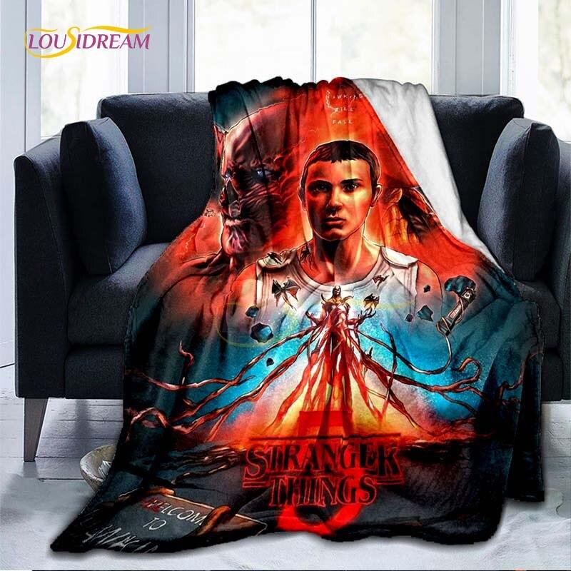 Hot Netflix Movie Stranger Things Blankets for Beds Soft Flannel Blanket Queen Size Home Decor Bedding Cover Kids Gift Picnic