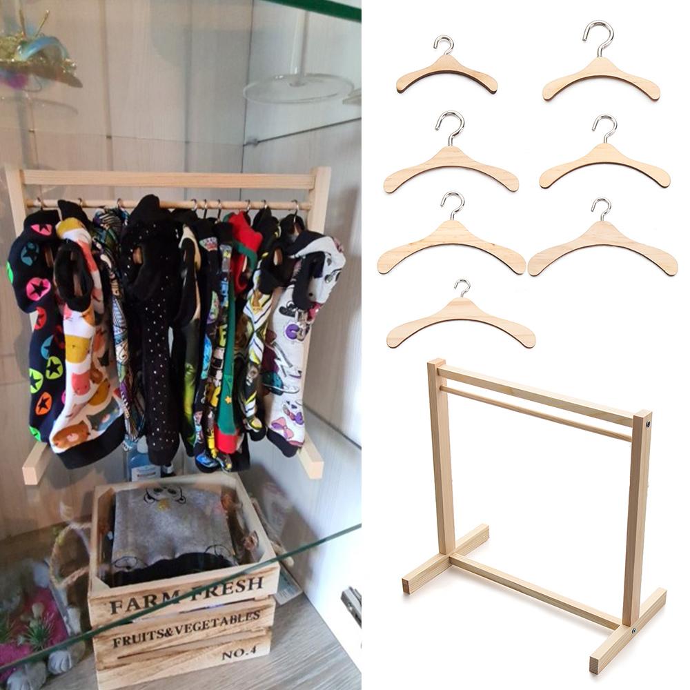 Mini Appendiabiti in Legno Appendiabiti Porta Sciarpe Vestiti per Bambole Giocattoli Morbidi Porta Sciarpe Organizzatore per Vestiti Appendiabiti per Bambole