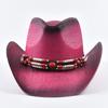 New Western Style Straw Sun Hats for Women Vintage Curled Edge Cowgirl Jazz Hat Summer Beach Hat