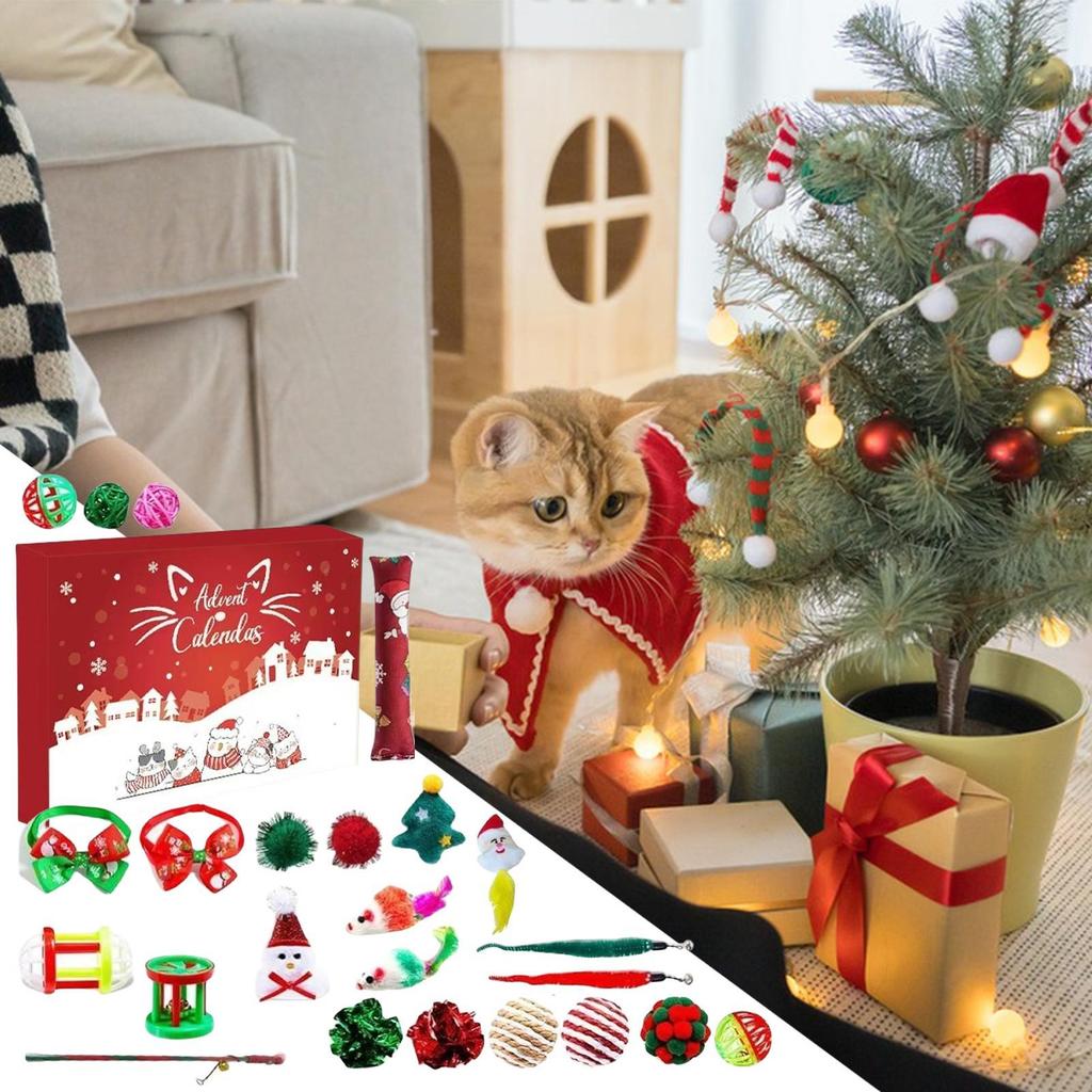 Christmas Advent Cat Toy 24 Days Interactive Kitten Exercise Toys For Men Women Boys Youth Teens Wife Husband Son Daughter