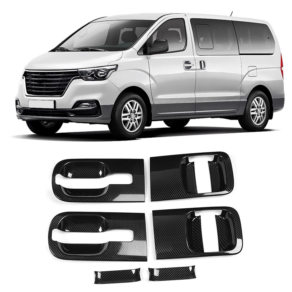 6pcs Carbon Fiber Style Door Handle Bowls Fits for Hyundai Grand Starex H1 2019