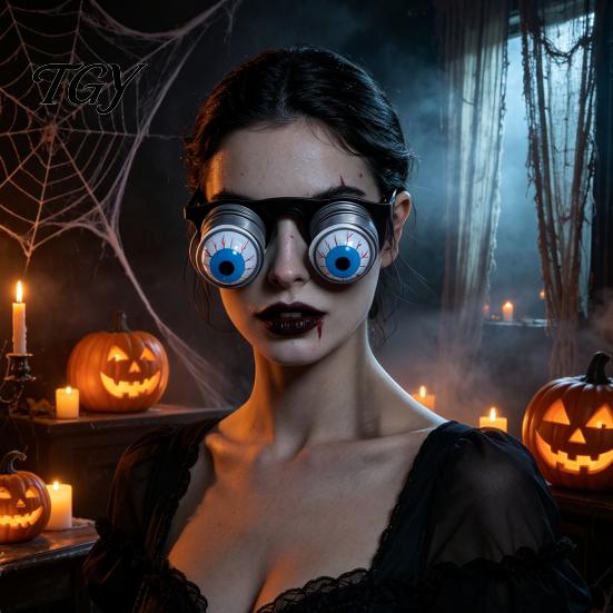 Eye Catching Party Favors Pop-Out Eyes Glasses, Wobbly On Springs Novelty Dramatic Makeup Accessories for Cosplay Prank Glasses Halloween Costume
